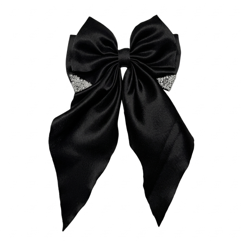 Black Pearl | Satin Bunny Bow