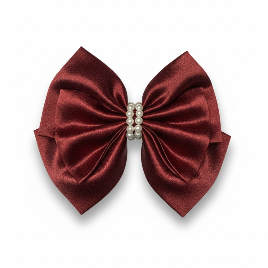 Mahroon Pearl | 3-Layer Satin Bow