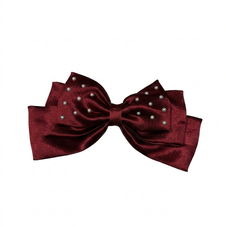 Maroon Pearl | 3-Layer Satin Bow
