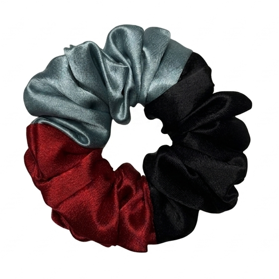 Three Shades Satin Scrunchie (M Size)