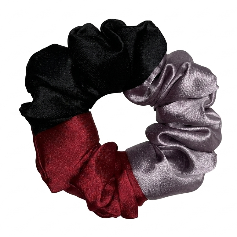 Three Shades Satin Scrunchie (M Size)