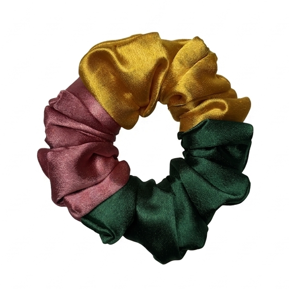 Three Shades Satin Scrunchie (M Size)