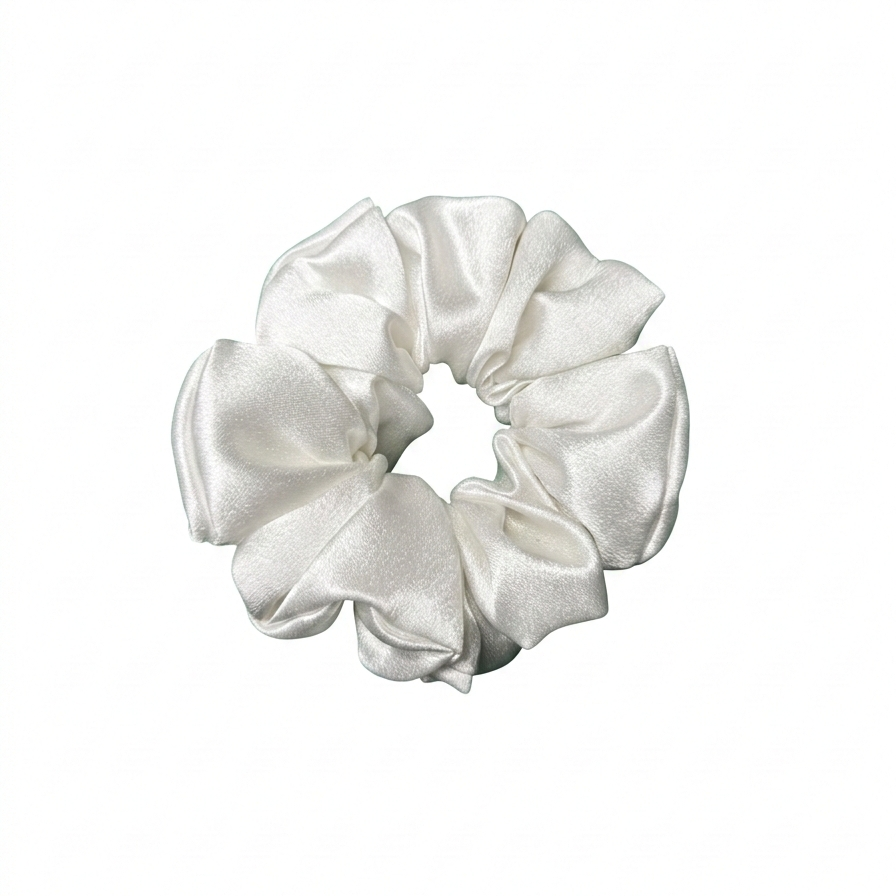 White Satin Scrunchie