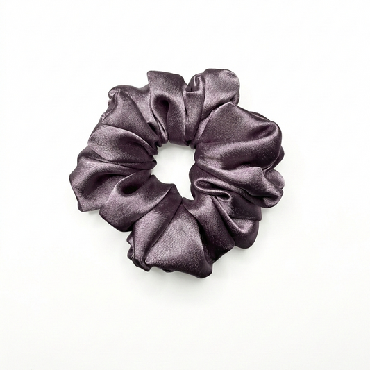 Gunmetal Grey Satin Scrunchie