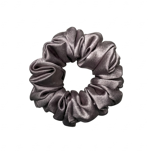 Gunmetal Grey Satin Scrunchie S