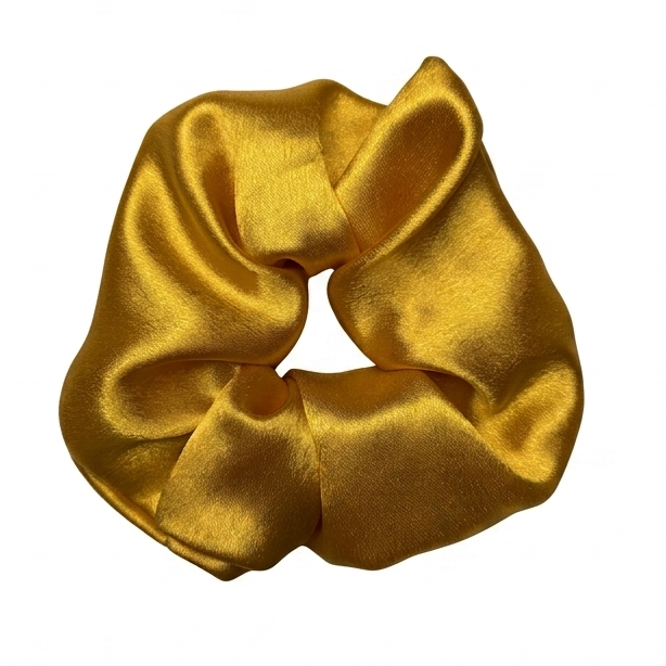 Handcrafted premium golden chic XL size satin scrunchie by Scrunchies Mall