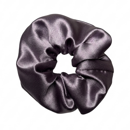 Handcrafted premium grey chic XL size satin scrunchie by Scrunchies Mall