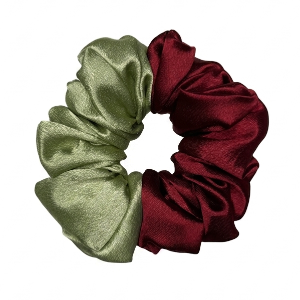 Handcrafted premium two shades satin scrunchie in M size by Scrunchies Mall 