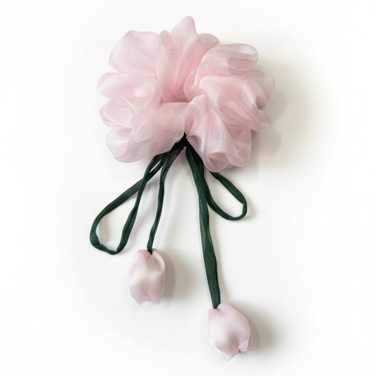 Baby Pink | Organza Tulips Scrunchies
