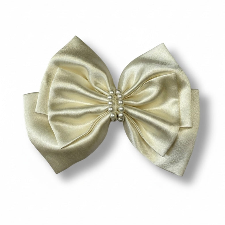 Cream Pearl | 3-Layer Satin Bow