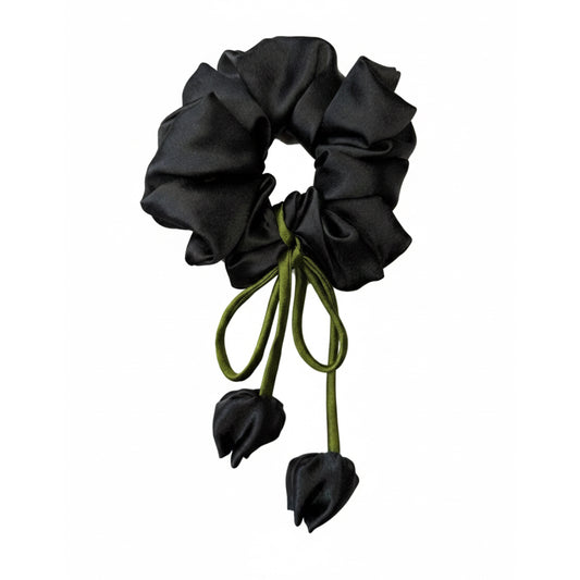 Black | Satin Tulip Scrunchies