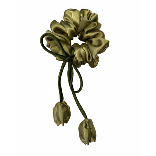 Olive Green | Satin Tulip Scrunchies