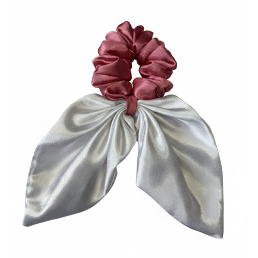 White & Pink | Satin Bunny Scrunchies