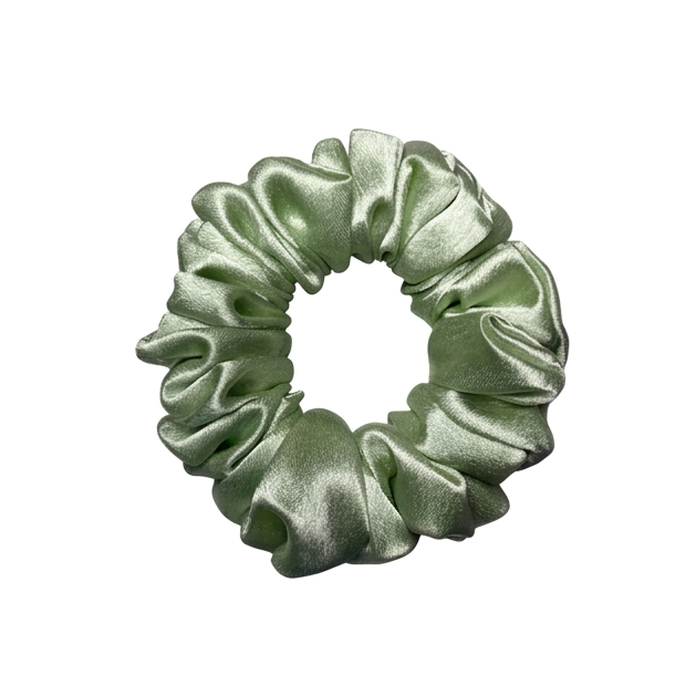 Olive Green Satin Scrunchie S