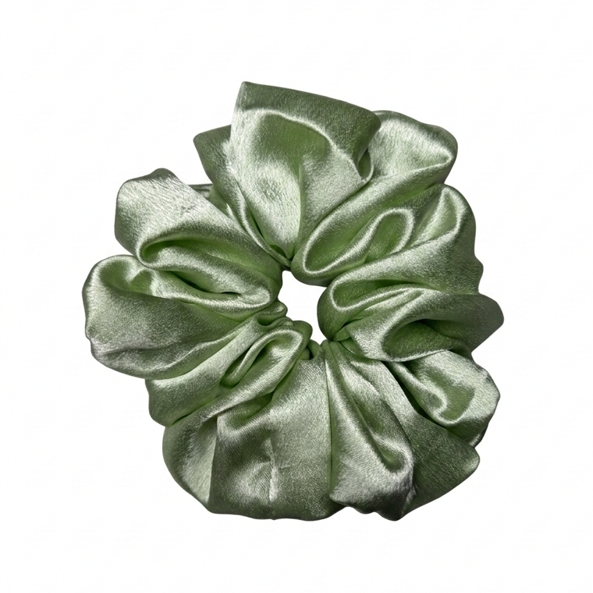 Olive Green Satin Scrunchie XL