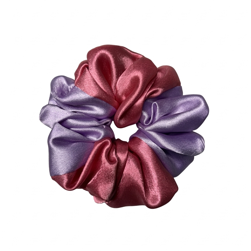 Pink Purple Satin Scrunchie L