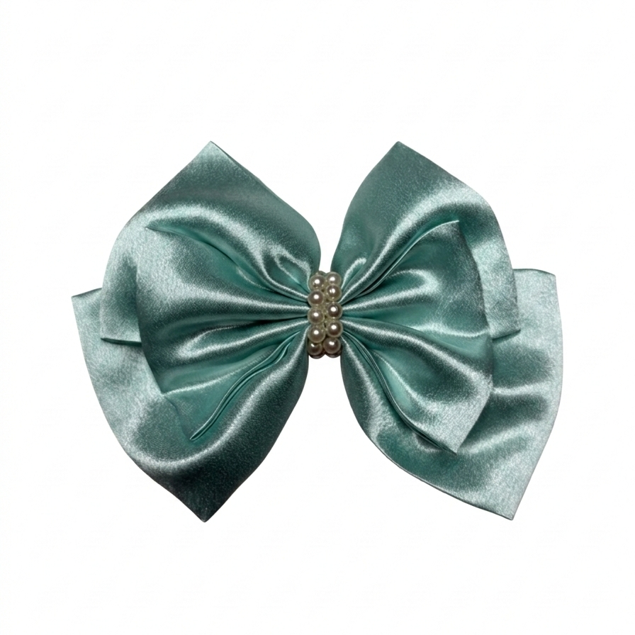 Seafoam Green Pearl | 3-Layer Satin Bow