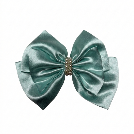 Seafoam Green Pearl | 3-Layer Satin Bow