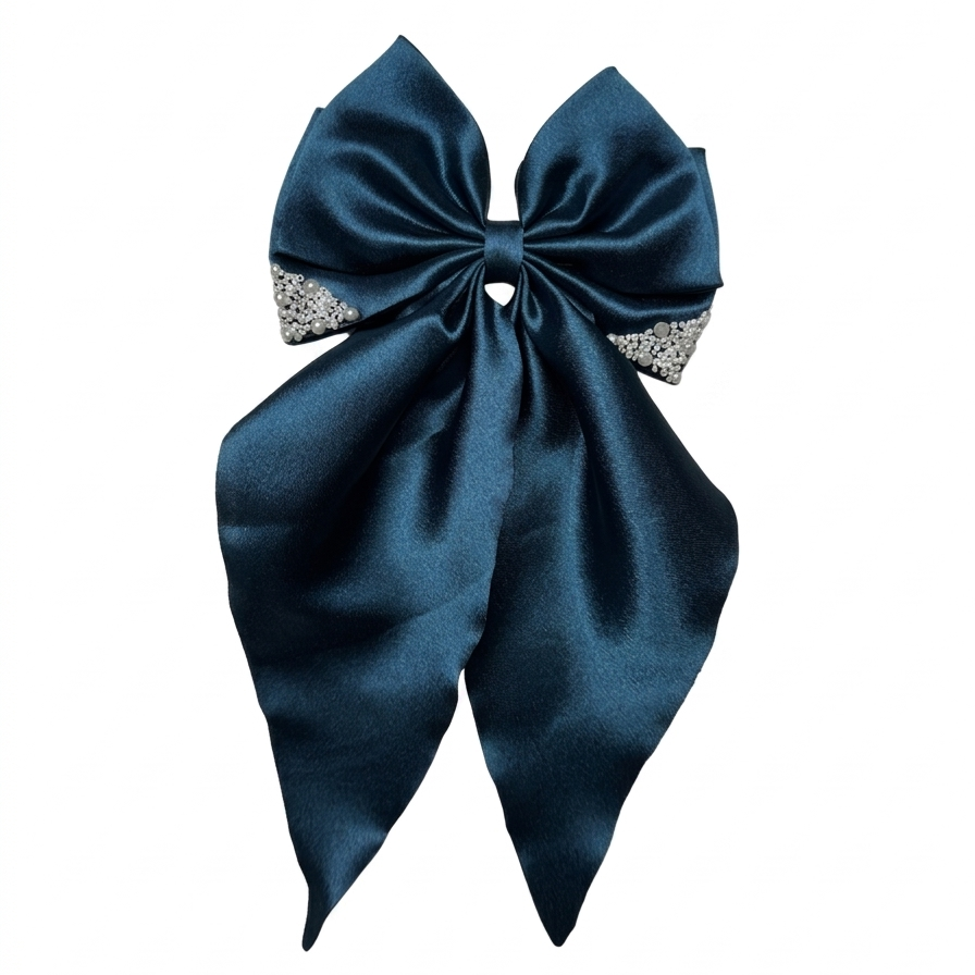 Teal Blue Pearl | Satin Bunny Bow