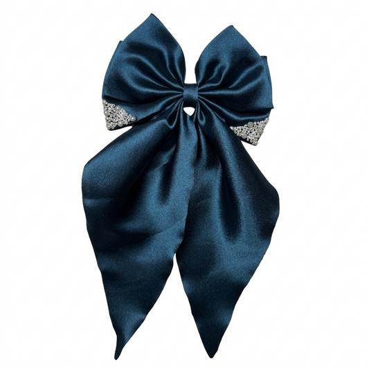 Teal Blue Pearl | Satin Bunny Bow