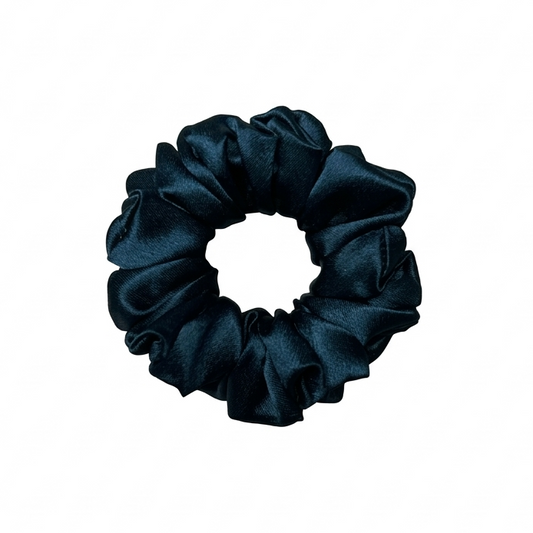 Teal Blue Satin Scrunchie S