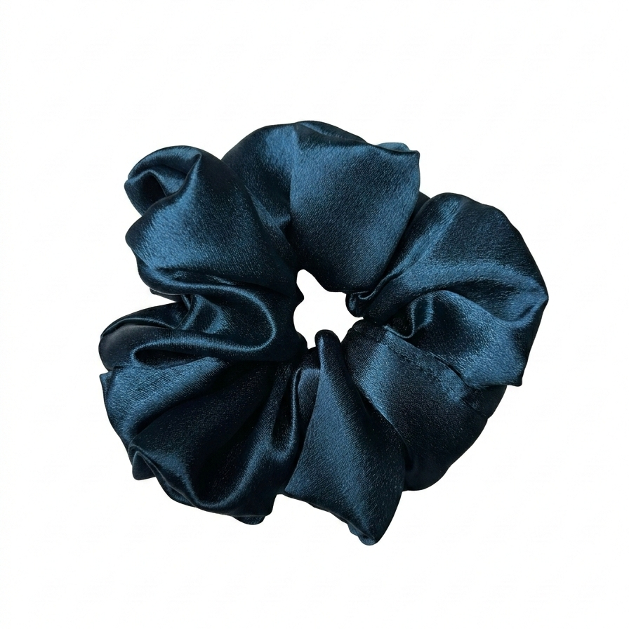 Teal Blue Satin Scrunchie XL