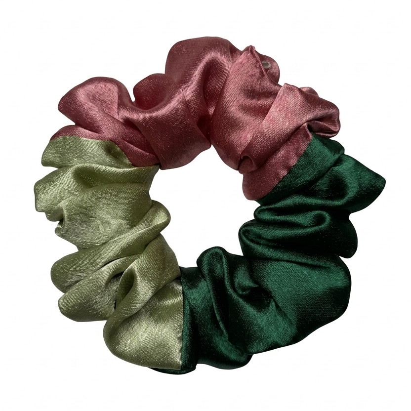 Three Shades Satin Scrunchie (M Size)