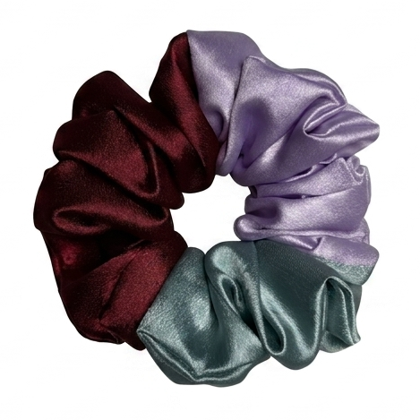 Three Shades Satin Scrunchie (M Size) 4