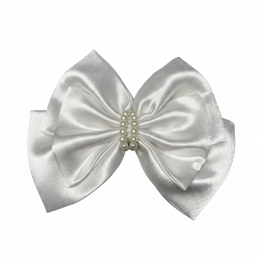 White Pearl | 3-Layer Satin Bow