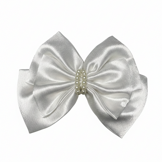 White Pearl | 3-Layer Satin Bow