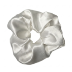 Handcrafted premium white pink chic XL size satin scrunchie by Scrunchies Mall