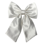 Handcrafted white sailor satin bow with long tails by Scrunchies Mall.