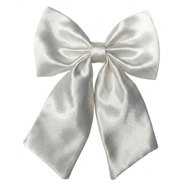 Handcrafted_white_sailor_satin_bow_with_long_tails_by_Scrunchies_Mall Handcrafted white sailor satin bow with long tails by Scrunchies Mall.