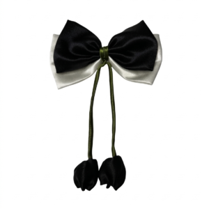 Black On Off White | Tulip 2-Layer Satin Bow