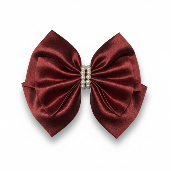 Mahroon Pearl | 3-Layer Satin Bow