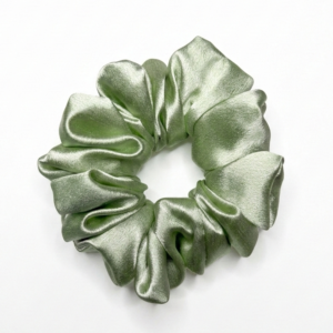 Olive Green Satin Scrunchie