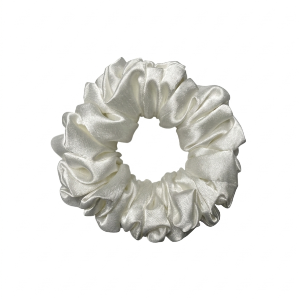 White_Satin_Scrunchie_S White Satin Scrunchie S
